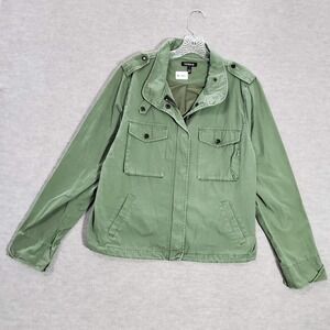 TORRID Women Military Jacket 1 Green Utility Full Zip Long Sleeve Collar Pockets